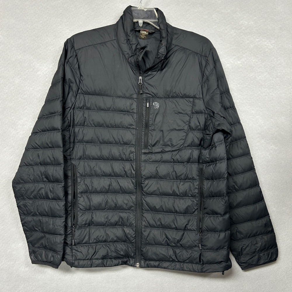 Mountain Hardwear Mens L Puffer Jacket Black Down Full Zip Outdoors WARM Travel